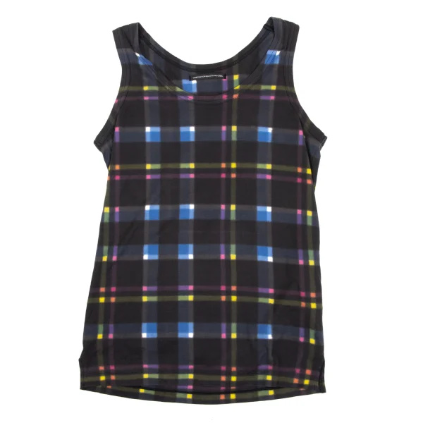 Y's Cotton Colorful Check Printed Tank Top K-163789_002