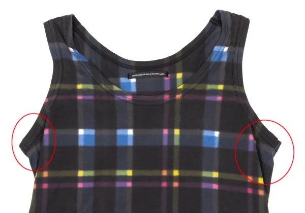 Y's Cotton Colorful Check Printed Tank Top K-163789_003