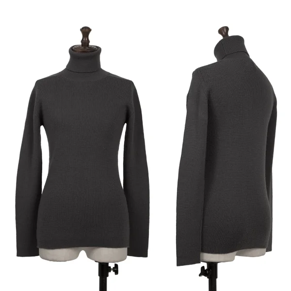 Y's Wool High Neck Knit Sweater Grey 3 K-163792_001