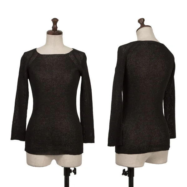 Y's Cotton Paper Knit Top Black 3 K-163793_001