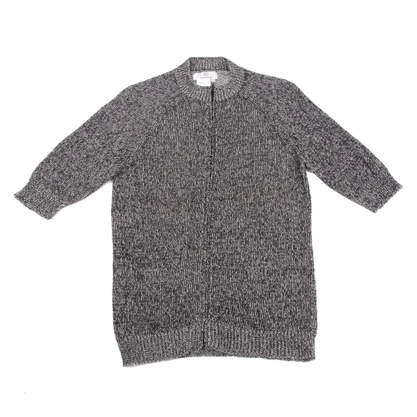 Y's Cotton Zip Up Short Sleeve Knit Sweater K-163794_002