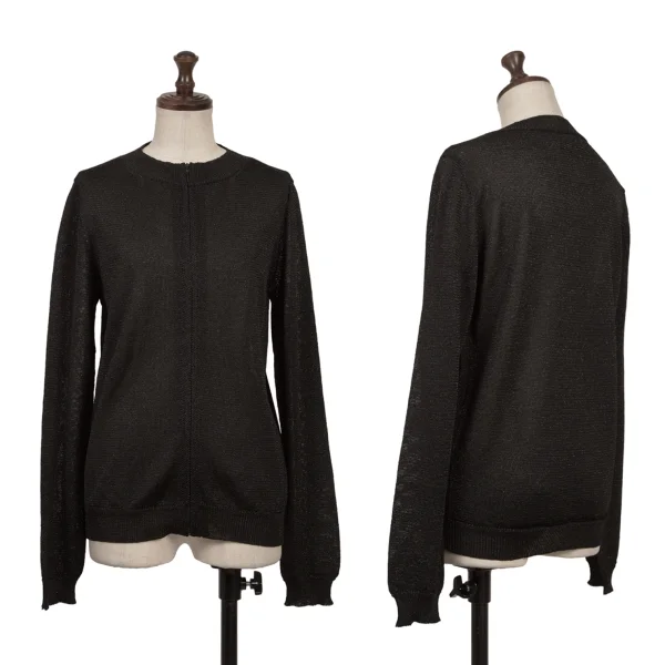 Y's Glitter Zip Up Knit Cardigan Black 3 K-163795_001