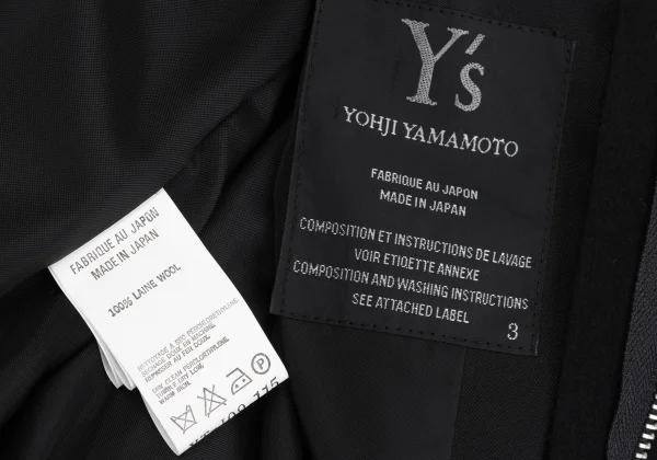 Y's Shiny Wool Stand Collar Double Zip Jacket K-163801_015