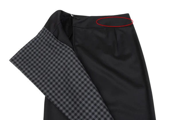 Y's Check Lining Wrap Design Shiny Wool Skirt K-163802_005