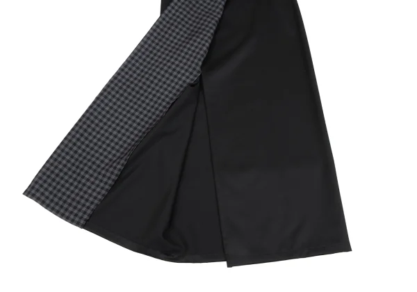 Y's Check Lining Wrap Design Shiny Wool Skirt K-163802_011