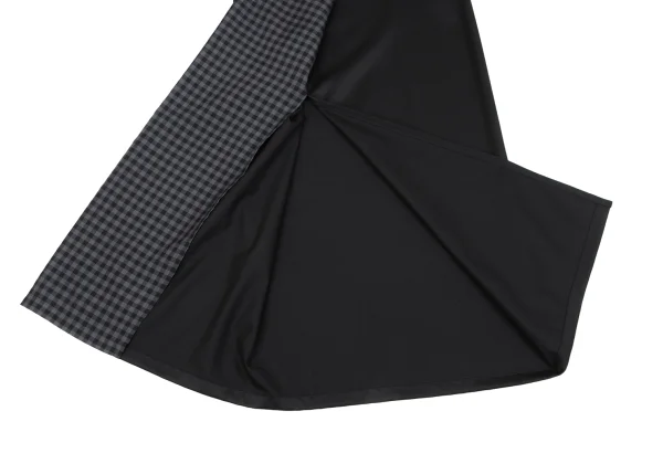 Y's Check Lining Wrap Design Shiny Wool Skirt K-163802_012