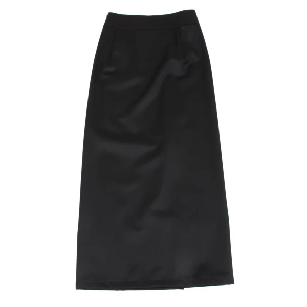 Y's Check Lining Wrap Design Shiny Wool Skirt K-163802_013