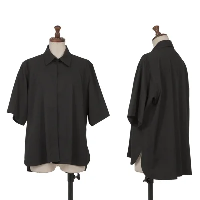 Y's Wool Gaba Round Hem Short Sleeve Shirt