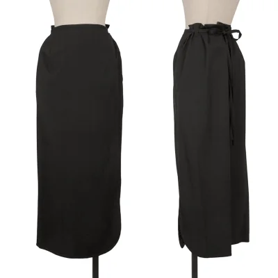 Y's Wool Gaba Asymmetry Waist Cord Skirt