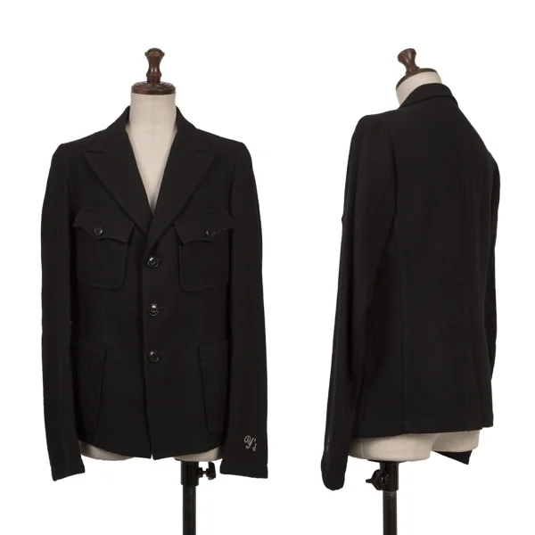 Y's Point Logo Embroidery Wool Brushed Jacket Black 1 K-163819_001