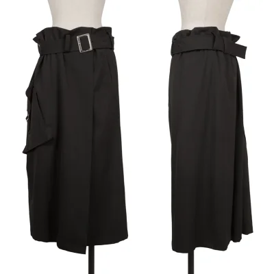 Y's Wool Gabardine Wrap Belted Wide Pants