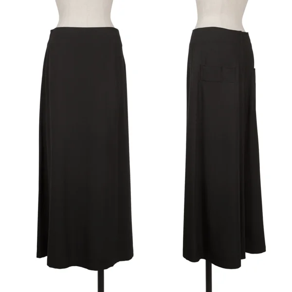 Y's Wool Back Pocket Skirt Black 3 K-163830_001