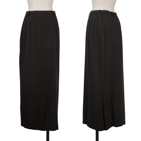 Y's Wool Rayon Back Slit Skirt Black 3 K-163831_001
