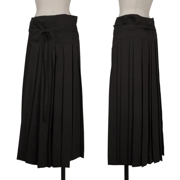 Y's Wool Silk Pleats Wrap Skirt Black 3 K-163832_001