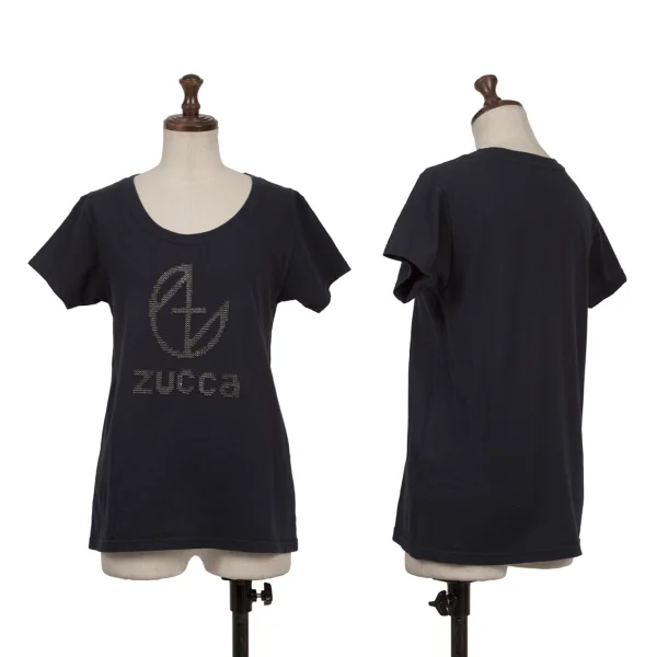 zucca Garment Dyed Cotton Rhinestone Logo T-shirt Navy M K-163852_001