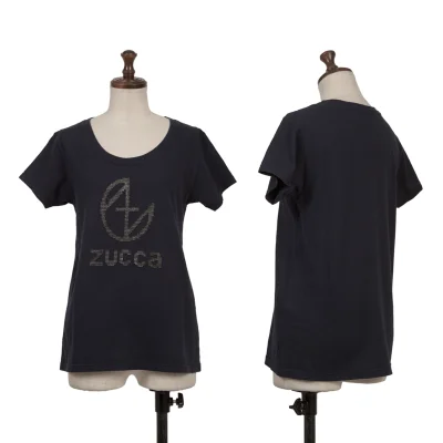 zucca Garment Dyed Cotton Rhinestone Logo T-shirt