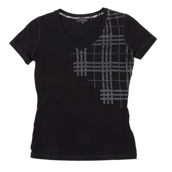 BURBERRY BLACK LABEL Side Check Printed Stretch T-shirt Black 38 K-163858_001