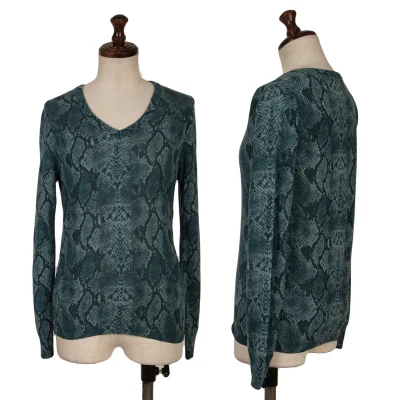 HYSTERIC GLAMOUR Rayon Blend Python Printed V-neck Knit Top
