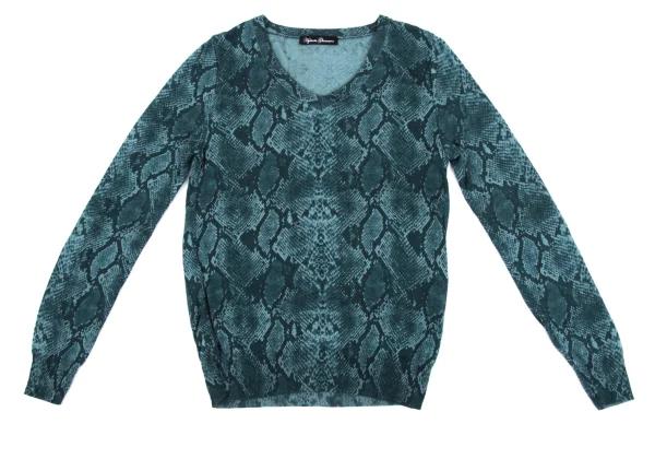 HYSTERIC GLAMOUR Rayon Blend Python Printed V-neck Knit Top K-163860_002