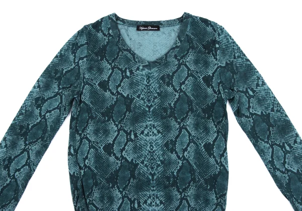 HYSTERIC GLAMOUR Rayon Blend Python Printed V-neck Knit Top K-163860_003