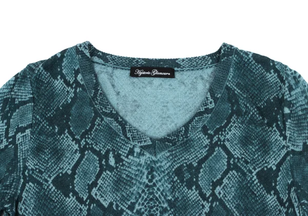 HYSTERIC GLAMOUR Rayon Blend Python Printed V-neck Knit Top K-163860_004