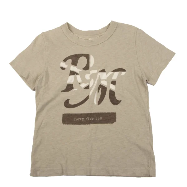 45rpm 45R Cotton Front Logo Printed T Shirt Beige 3 K-163871_001