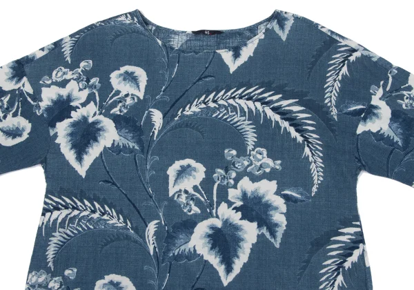 45rpm 45R Cotton Indigo Dyed Botanical Print 3/4 Sleeve Top K-163877_003