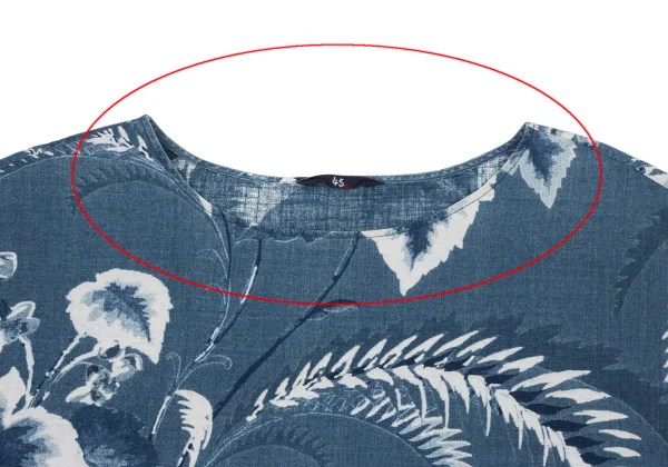 45rpm 45R Cotton Indigo Dyed Botanical Print 3/4 Sleeve Top K-163877_004