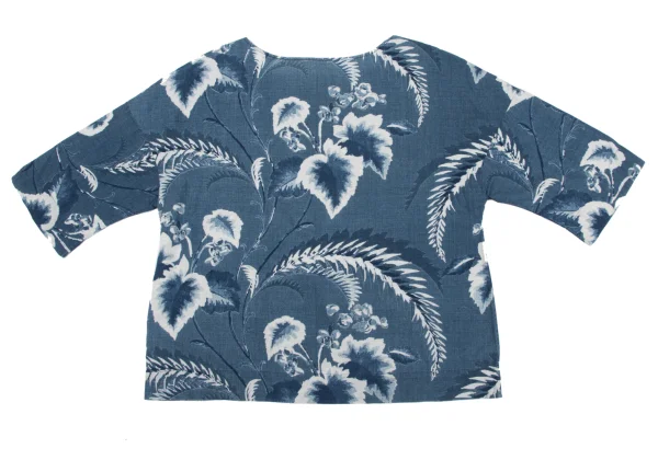 45rpm 45R Cotton Indigo Dyed Botanical Print 3/4 Sleeve Top K-163877_013