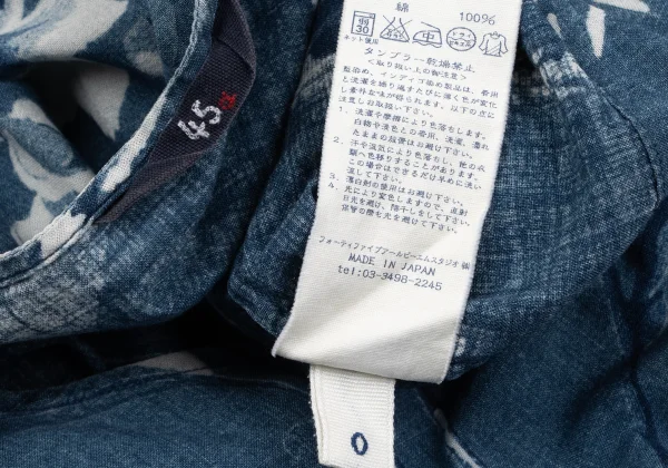 45rpm 45R Cotton Indigo Dyed Botanical Print 3/4 Sleeve Top K-163877_017