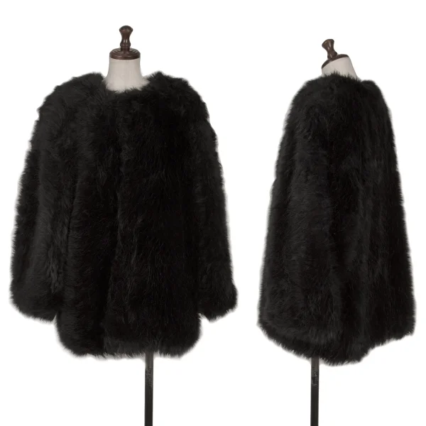 COMME des GARCONS Faux Fur Collarless Jacket Black S-M K-163880_001