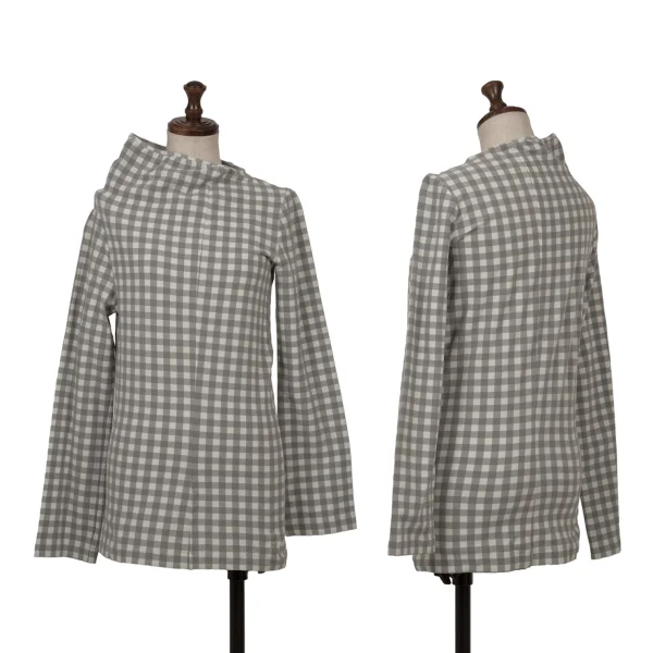COMME des GARCONS Check Asymmetry Stretch Top Grey S-M K-163894_001