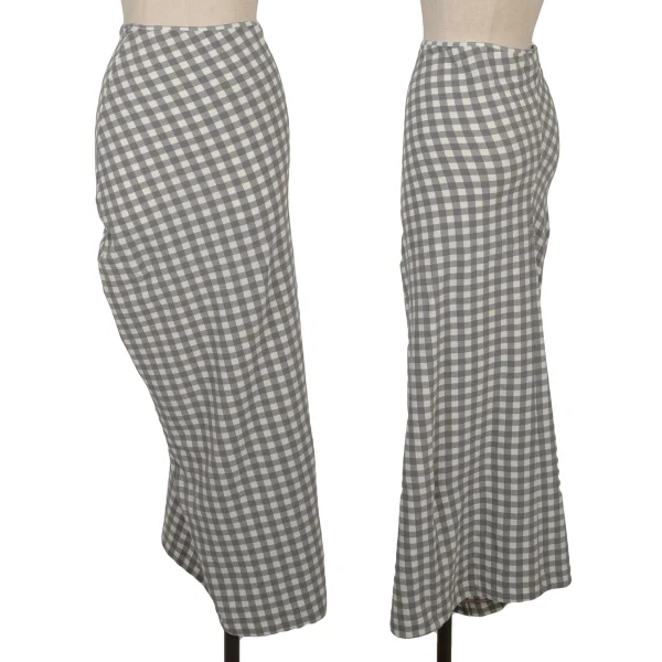 COMME des GARCONS Checked Stretch Deformation Skirt Grey,White M K-163895_001