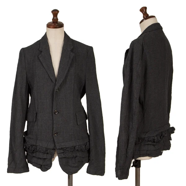 robe de chambre COMME des GARCONS Wrinkled Wool Tiered Jacket Grey M K-163902_001
