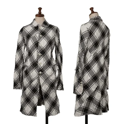 COMME des GARCONS Wrinkle Poly Bias Check Long Jacket