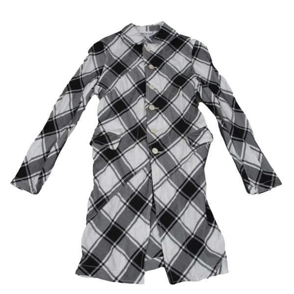 COMME des GARCONS Wrinkle Poly Bias Check Long Jacket K-163903_002