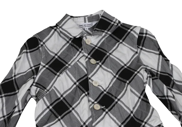 COMME des GARCONS Wrinkle Poly Bias Check Long Jacket K-163903_003