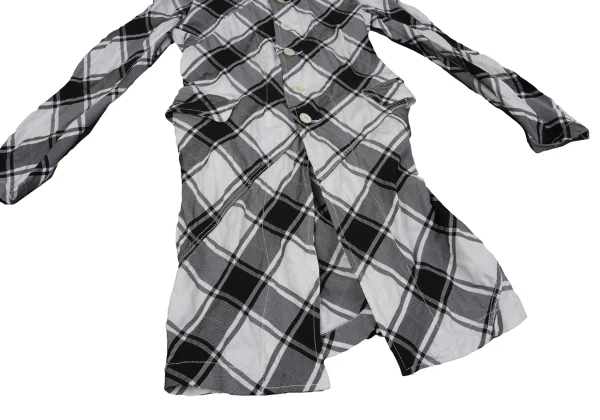 COMME des GARCONS Wrinkle Poly Bias Check Long Jacket K-163903_007