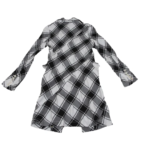 COMME des GARCONS Wrinkle Poly Bias Check Long Jacket K-163903_011