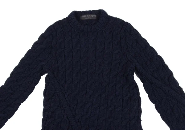 COMME des GARCONS HOMME PLUS Wool Bias Switching Cable Knit K-163909_002