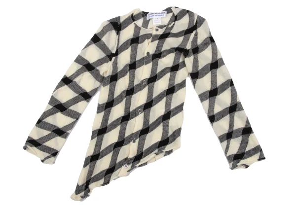 COMME des GARCON Lattice Check Bias Asymmetry Design Cardigan K-163911_002