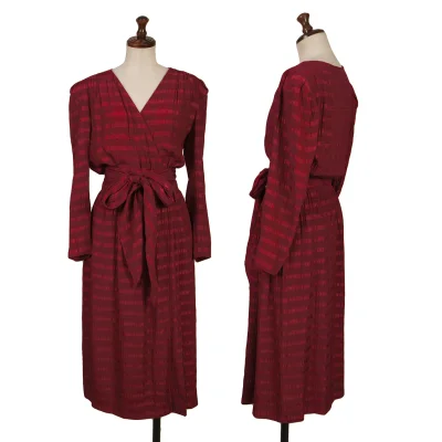 Christian Dior Stripe Jacquard Tuck Wrap Dress