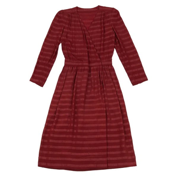 Christian Dior Stripe Jacquard Tuck Wrap Dress K-163913_002