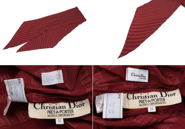 Christian Dior Stripe Jacquard Tuck Wrap Dress K-163913_019