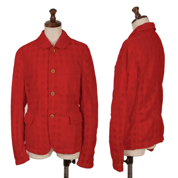 COMME des GARCONS COMME des GARCONS Poly Mesh Check Jacket Red S K-163919_001