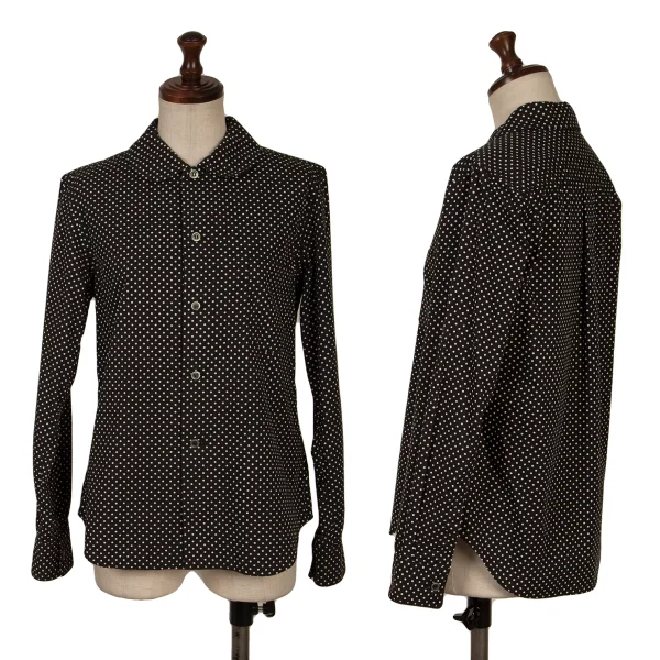 BLACK COMME des GARCONS Dot Round Collar Cotton Shirt Black XS K-163924_001