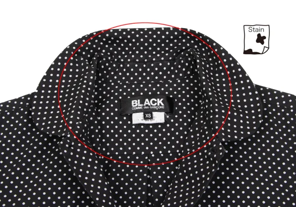 BLACK COMME des GARCONS Dot Round Collar Cotton Shirt K-163924_005