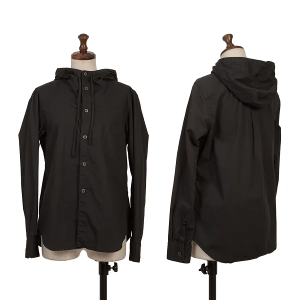 BLACK COMME des GARCONS Cotton Hooded Shirt Black XS K-163925_001