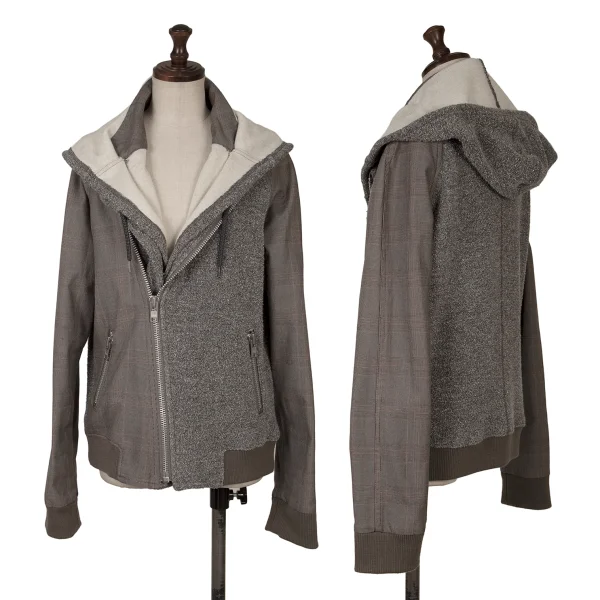 FINAL HOME Panel Switching Check Hooded Jacket Grey M K-163935_001