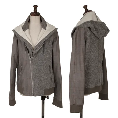 FINAL HOME Panel Switching Check Hooded Jacket